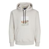 JACK & JONES Erkek kapüşonlu kazak baskılı kapüşonlu kazak, Moonbeam, S