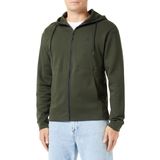 JACK & JONES Erkek kapüşonlu kazak, fermuarlı, tek renkli, fermuarlı kapüşonlu kazak, Rosin, M
