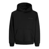 JACK & JONES Erkek kapüşonlu kazak JCOFUSION Scuba Sweat Hood- Relaxed Fit, Siyah, S