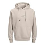 JACK & JONES Erkek kapüşonlu kazak JJESOHO Sweat Hood - Relaxed Fit, Moonbeam, S
