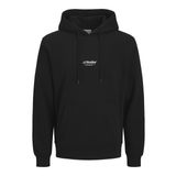 JACK & JONES Erkek kapüşonlu kazak JJESOHO Sweat Hood - Relaxed Fit, Siyah, M