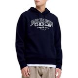 JACK & JONES Erkek kapüşonlu kazak JjMakoto Sweat Hood, Sky Captain (Big Print), M
