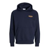 JACK & JONES Erkek kapüşonlu kazak JOLIVE- Relaxed Fit S-XXL pamuk, Lacivert Blazer/Baskı: jack&jones, S