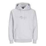 JACK & JONES Erkek kapüşonlu kazak logolu kapüşonlu kazak, Açık gri melanj, L