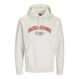 JACK & JONES Erkek kapüşonlu kazak logolu kapüşonlu kazak, Antik Beyaz, M