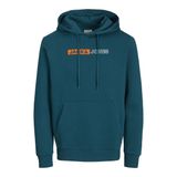 JACK & JONES Erkek kapüşonlu kazak logolu kapüşonlu kazak, Derin Cam Göbeği, XXL