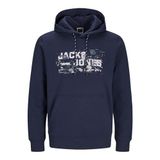 JACK & JONES Erkek kapüşonlu kazak logolu kapüşonlu kazak, Lacivert (Navy Blazer), M