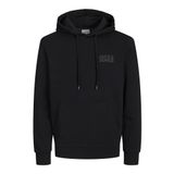 JACK & JONES Erkek kapüşonlu kazak logolu kapüşonlu kazak, Siyah 5, L