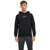 JACK & JONES Erkek kapüşonlu kazak logolu kapüşonlu kazak, Siyah, S