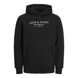 JACK & JONES Erkek kapüşonlu kazak logolu kapüşonlu kazak, Siyah, XXL