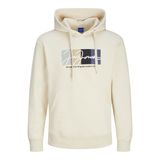 JACK & JONES Erkek kapüşonlu kazak logolu kapüşonlu kazak, Tereyağı krema., XS