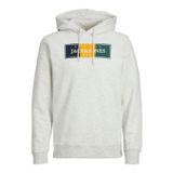 JACK & JONES Erkek kapüşonlu sweatshirt, beyaz melanj, S