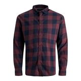 JACK & JONES Erkek kareli gömlek, dar kesim, kareli gömlek, Kırmızı (Port Royale/Slim Fit), XXL