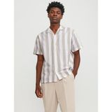 Jack & Jones Erkek Keten Karisimli Çizgili Gömlek - Ccsummer - 274-Kahverengi