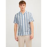 Jack & Jones Erkek Keten Karisimli Çizgili Gömlek - Ccsummer - 403-Mavi