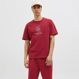 Jack & Jones Erkek Kisa Kollu Baskili Tisört - Dia - Kırmızı - XL