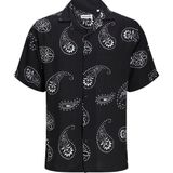 Jack & Jones Erkek Kısa Kollu Desenli Gömlek 12248448 - Siyah
