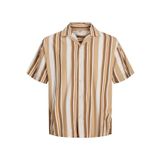 JACK & JONES Erkek kısa kollu gömlek boş zaman, Buzlu kahve/şeritler: Rahat kesim, L