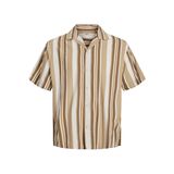 JACK & JONES Erkek kısa kollu gömlek boş zaman, Buzlu kahve/şeritler: Rahat kesim, S
