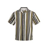 JACK & JONES Erkek kısa kollu gömlek boş zaman, Seladon yeşil/şeritler: rahat kesim, S
