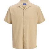 Jack Jones Erkek Kısa Kollu Pamuklu Gömlek 12255781 - Bej - 2XL