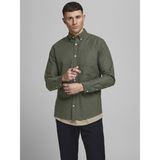 Jack & Jones Erkek Klasik Oxford Gömlek Koyu Yeşil Uzun Kol Günlük Stil Dar Kesim - 2XL