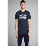 Jack & Jones Erkek Lacivert Spor T-Shirt Kısa Kol %100 Pamuk Slim Fit Grafik Desenli - XL