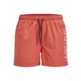 Jack & Jones Erkek Logo Baskili Deniz Sortu - Maui Hot Coral, 12275129