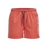 Jack & Jones Erkek Logo Baskili Deniz Sortu - Maui Hot Coral, S, 12275129, Hot Coral