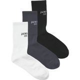 Jack & Jones Erkek Logo Detayli 3'lü Çorap Paketi- Fraser - Standart - 01-Siyah