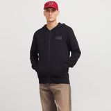 Jack & Jones Erkek Logo Detayli Fermuarli Sweatshirt - Corp - 001-Siyah