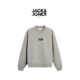 Jack & Jones Erkek Minimal Gögüs Baskili Bisiklet Yaka Sweatshirt - New Plas - 12299788 Moonbeam