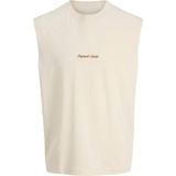 Jack & Jones Erkek Nakis Detayli Kolsuz Oversize Tisört - Norrebro - 0-Beyaz - 2XL