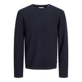 JACK & JONES Erkek örgü kazak tek renkli örgü kazak, Lacivert (Navy Blazer), L