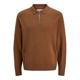 JACK & JONES Erkek örgü polo tişört, tek renkli, örgü polo tişört, Monks bornoz., L