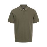 JACK & JONES Erkek polo tişört, tek renkli, polo tişört, Çay yaprağı, M
