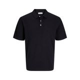 JACK & JONES Erkek polo tişört, tek renkli, polo tişört, Siyah, L