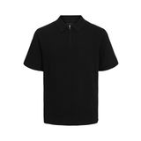 JACK & JONES Erkek polo tişört, tek renkli, polo tişört, Siyah, S