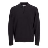 JACK & JONES Erkek polo tişört, tek renkli, polo tişört, Siyah, XXL