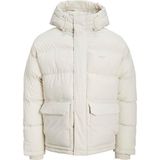 Jack & Jones Erkek Puffer Jacket Oversize Kapüşonlu Kapitone Mont - XL - Gri