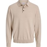 Jack & Jones Erkek Regular Fit Polo Yaka Triko Kazak - Basic - 002 - Bej - M