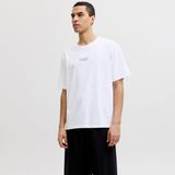 Jack & Jones Erkek Sirt Baskili Bisiklet Yaka Tisört - Art - 0-Beyaz