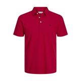 JACK & JONES Erkek Slim Fit Polo Tişört JJEPAULOS Uni Yazlık Gömlek Yaka Kısa Kollu Basic Pique Cotton, Gerçek Kırmızı., M