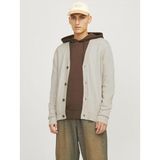Jack & Jones Erkek Strickjacke Einfarbig Bej Düğmeli Hırka - 12257492