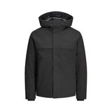 Jack Jones Erkek Su Geçirmez Softshell Kapüşonlu Siyah Mont 12259457S