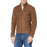 JACK & JONES Erkek suni deri ceket, Konyak, M