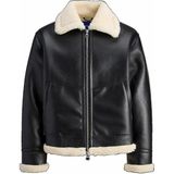 Jack & Jones Erkek Suni Deri Ceket Lıverpool Avıator Regular Kalıp Siyah 12282948