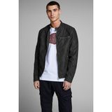 Jack & Jones Erkek Suni Deri Ceket Rocky Antrasit Renk 2XL Beden Modern Tasarım