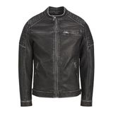 JACK & JONES Erkek suni deri ceket, suni deri ceket, Siyah, L