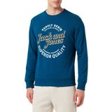 JACK & JONES Erkek Sweatshirt Bisiklet Yaka, mavi, XL